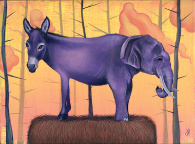 ZP_'The political animal'_a Democrat donkey with Republican elephant ass_or is it the other way around?