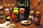 ZP_A toy Nativity scene made in Haiti_Jwaye Nwel is Merry Christmas  in Haitian Creole_Jwaye Nwel dice Feliz Navidad en el idioma criollo&nbsp;haitiano.