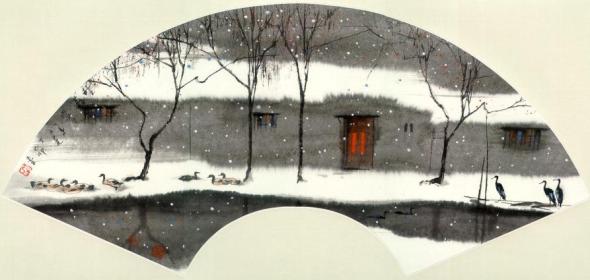 ZP_Snow scene_a fan-painting by Yang Ming-Yi