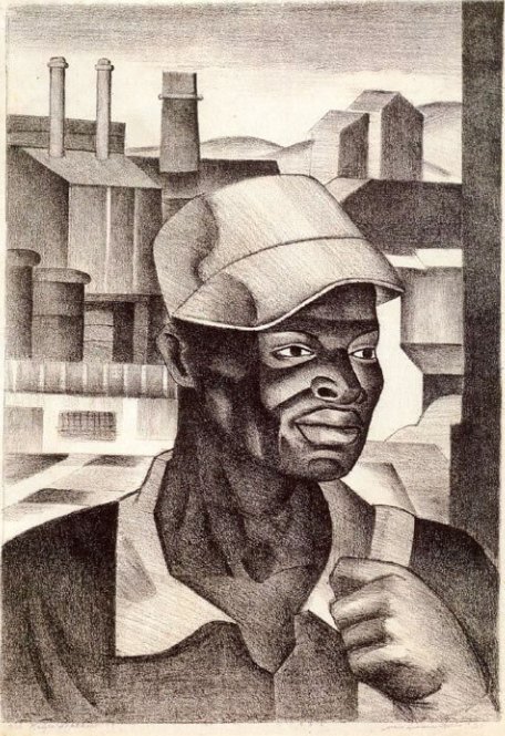 ZP_Negro Worker_1938 lithograph by James Lescesne Wells