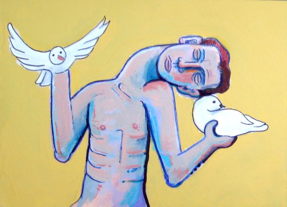 ZP_Untitled, Doves_painting by Skip Noah