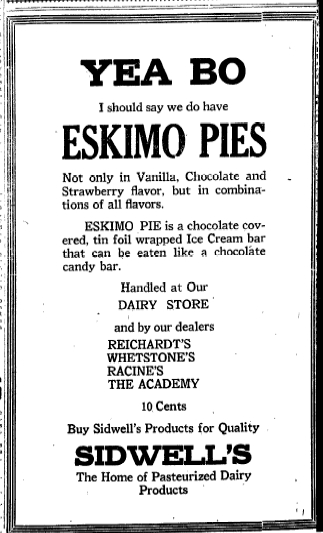 Eskimo Pies advertisement from 1921_Iowa, U.S.A.