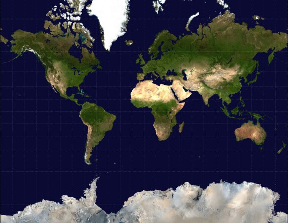 ZP_Mother Earth as seen by modern science (Mercator projection)