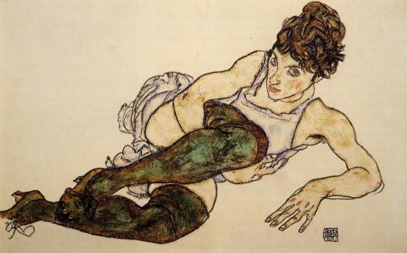 ZP_Egon Schiele_Reclining woman with green stockings_Adele Harms_1917