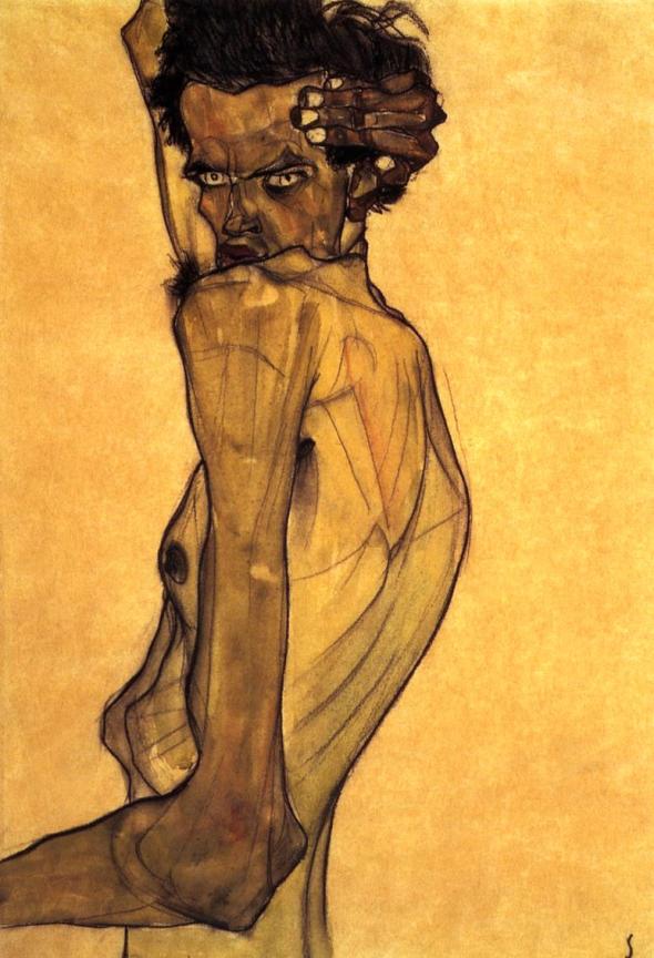 ZP_Egon Schiele_Selfportrait with arm twisted above head_1910