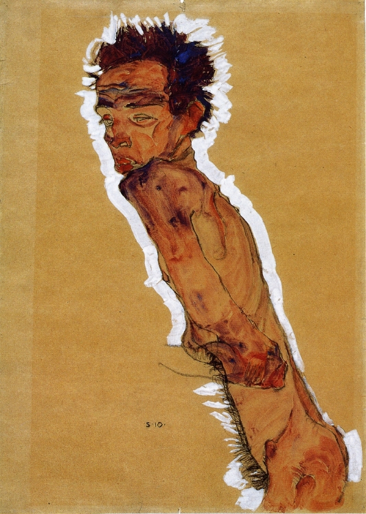 ZP_Egon Schiele_Selfportrait_Male nude in profile_facing left_1910