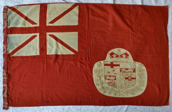 ZP_An old Canadian Red Ensign in its version from probably the 1870s_This flag was taken by a German soldier from a Canadian soldier at Dieppe during WWI.