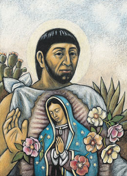 9 - 12 de diciembre, 1531_Juan Diego en Tepeyac con la tilma de maravillas
