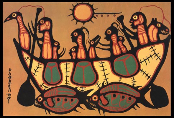 Norval Morrisseau_Desplazamiento_La Gran Inundación_Migration_The Great Flood_1973