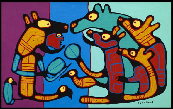 Norval Morrisseau_Transformación de un Chamán con Osos _Shaman Transforming with Bears_1986