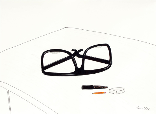 Annie Pootoogook_Glasses, pen, pencil, eraser_2006