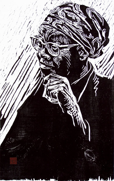 Gwendolyn Brooks woodcut from 2001 by Dirk Hagner