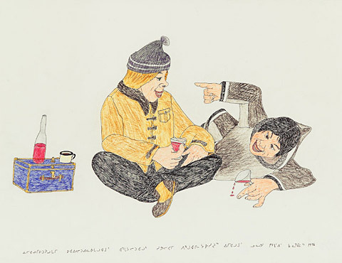 Kananginak Pootoogook_White man and Inuk_Drinking_1996