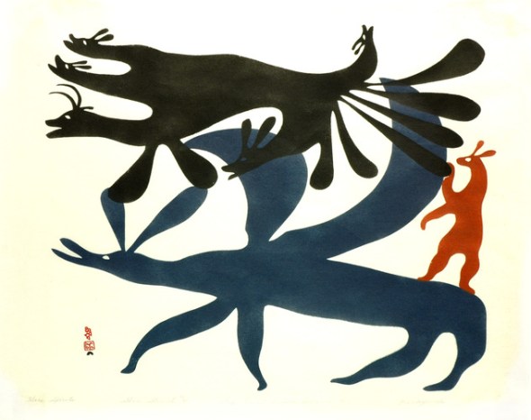 Kenojuak_Hare Spirits_sealskin stencil_1960