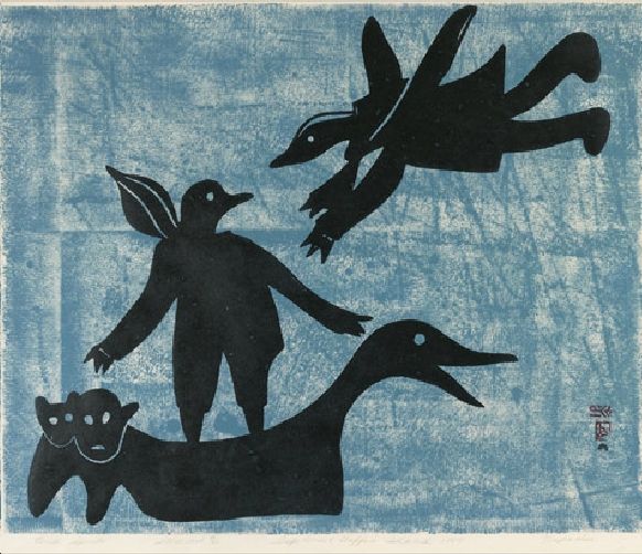 Napatchie Pootoogook_Bird Spirits_stonecut_1960