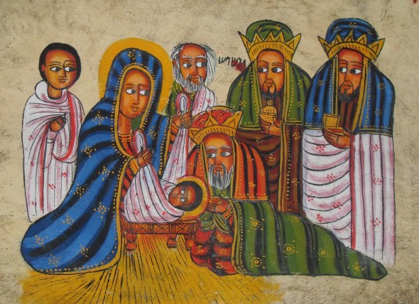 ZP_Ethiopian Nativity Scene painted in a traditional style