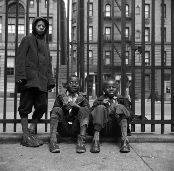 Gordon Parks photographer_Street scene_Three young boys_Harlem_NYC_1943