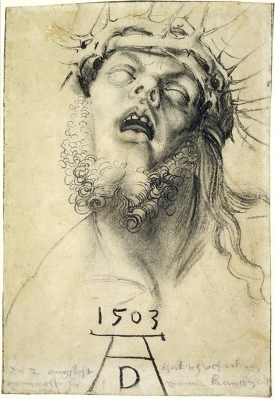 Albrecht Dürer_Head of The Dead Christ_a charcoal drawing dated 1503