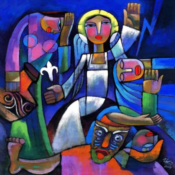 He Qi_Easter Morning_An angel announces that Christ Has Risen...but everyone is either groggy...or still lost in mourning.