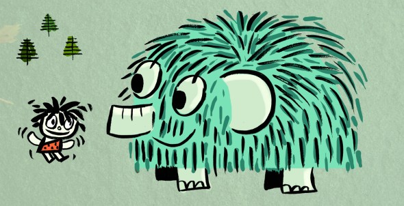 Woolly Mammoth and Cro-Magnon Boy, a 21st-century "cave drawing"