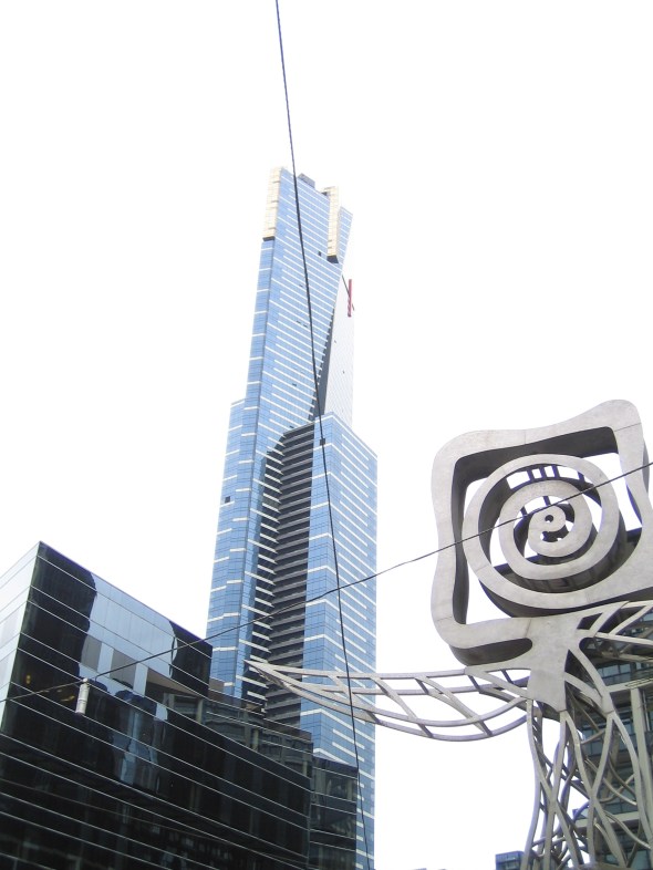 Melbourne skyline along the Promenade south bank of the Yarra River_September 2014