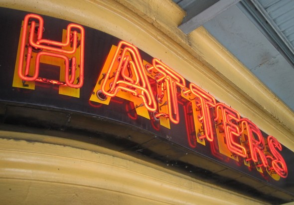 Melbourne_City Hatters sign below Flinders Street Station_Melbourne_September 2014