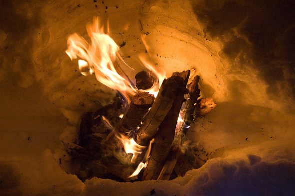 Campfire in the snow