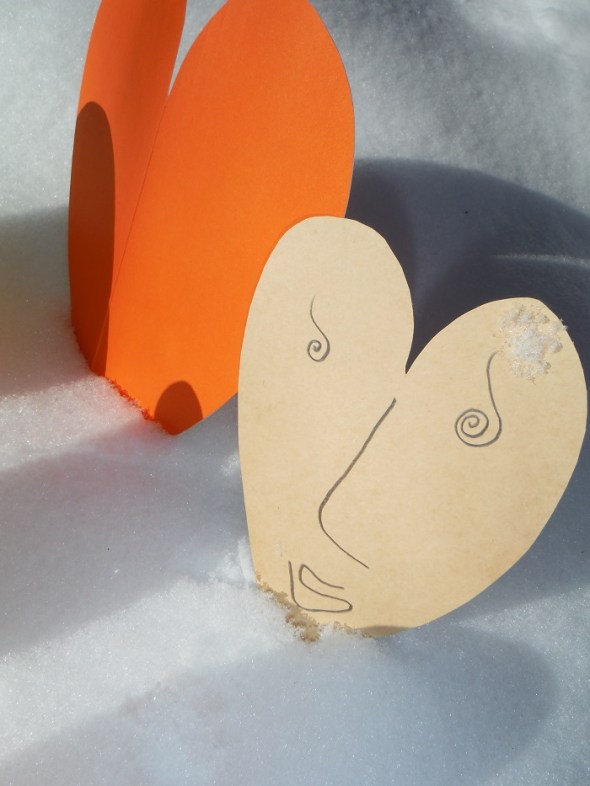 Paper hearts in the snow_February 10th 2015_Toronto Canada