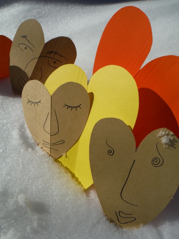 Paper hearts in the snow_February 2015_Toronto Canada