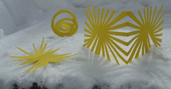 Toronto Canada_February 2015_Yellow paper cutouts in the snow