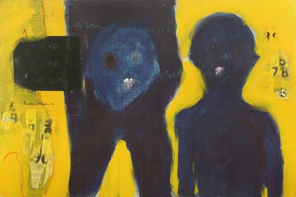 Beatrice Wanjiku (born 1978, Kenya)_Untitled_from the Yellow series_mixed media on canvas
