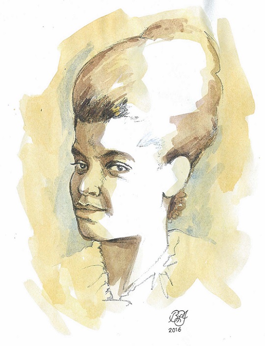 Ida B. Wells portrait by Bruce Patrick Jones_graphite and watercolour