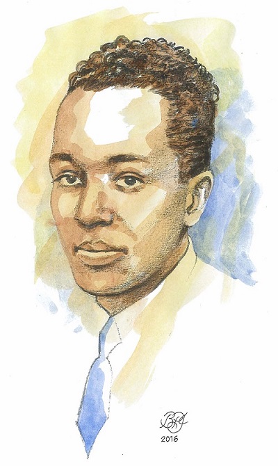Portrait de Langston Hughes par Bruce Patrick Jones_graphite et aquarelle_2016