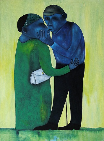Richard Kimathi_mixed media on canvas_The Kiss_2012