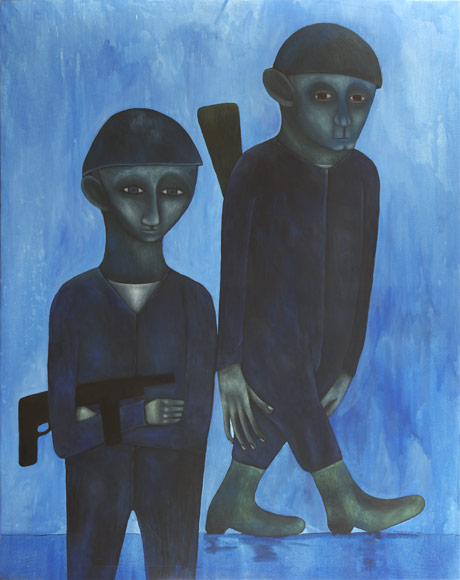 Soldiers in Pyjamas by Richard Kimathi_painter from Kenya_born 1971