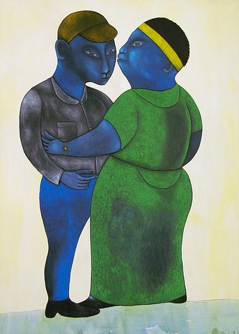 The Couple_Motherly Love_by Richard Kimathi_painter from Kenya_born 1971