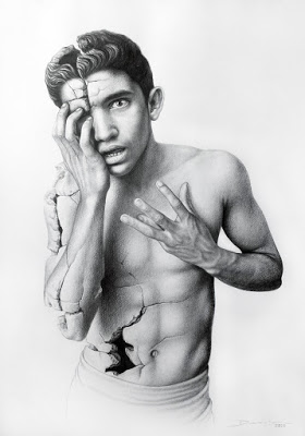 Denis Nuñez Rodríguez_nace 1967: Derrumbe parcial_Grafito sobre cartulina