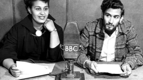 Pauline Enriques with Samuel Sevlon_Caribbean Voices BBC radio programme_1952